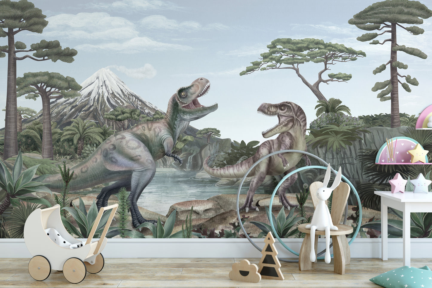 Terrific T-Rex Dinosaur Mural Wallpaper