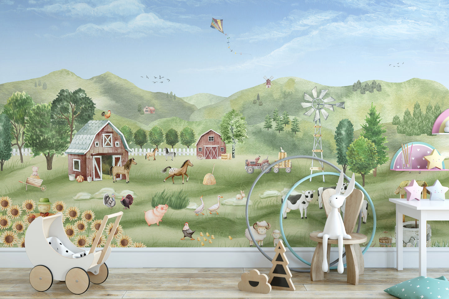 Farm Animals Wallpaper for Nursery Walls