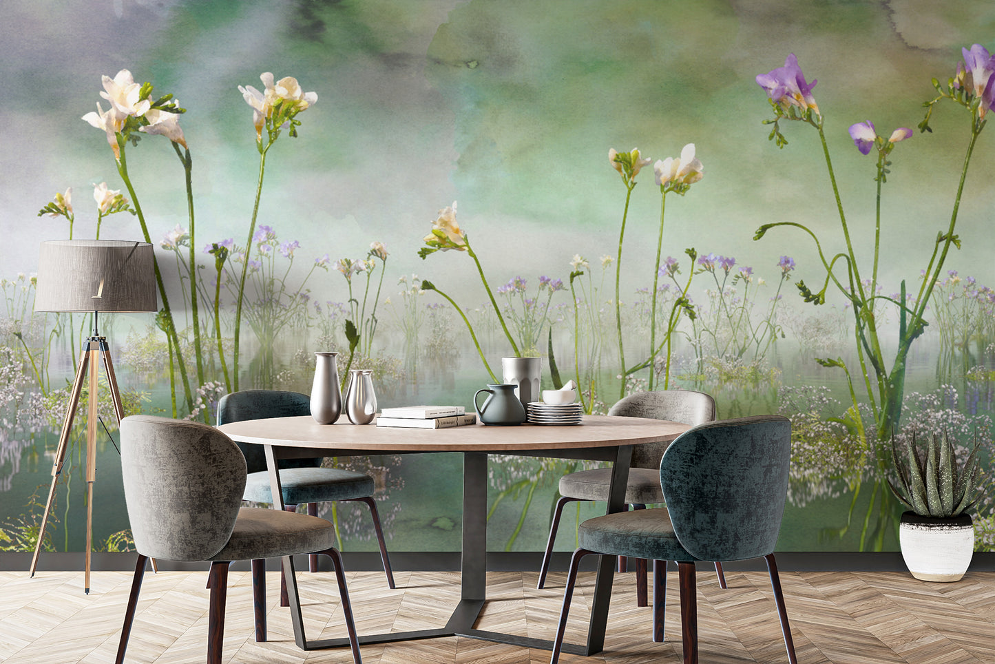 Forever Freesia Flower Green Wallpaper Murals - Giffywalls