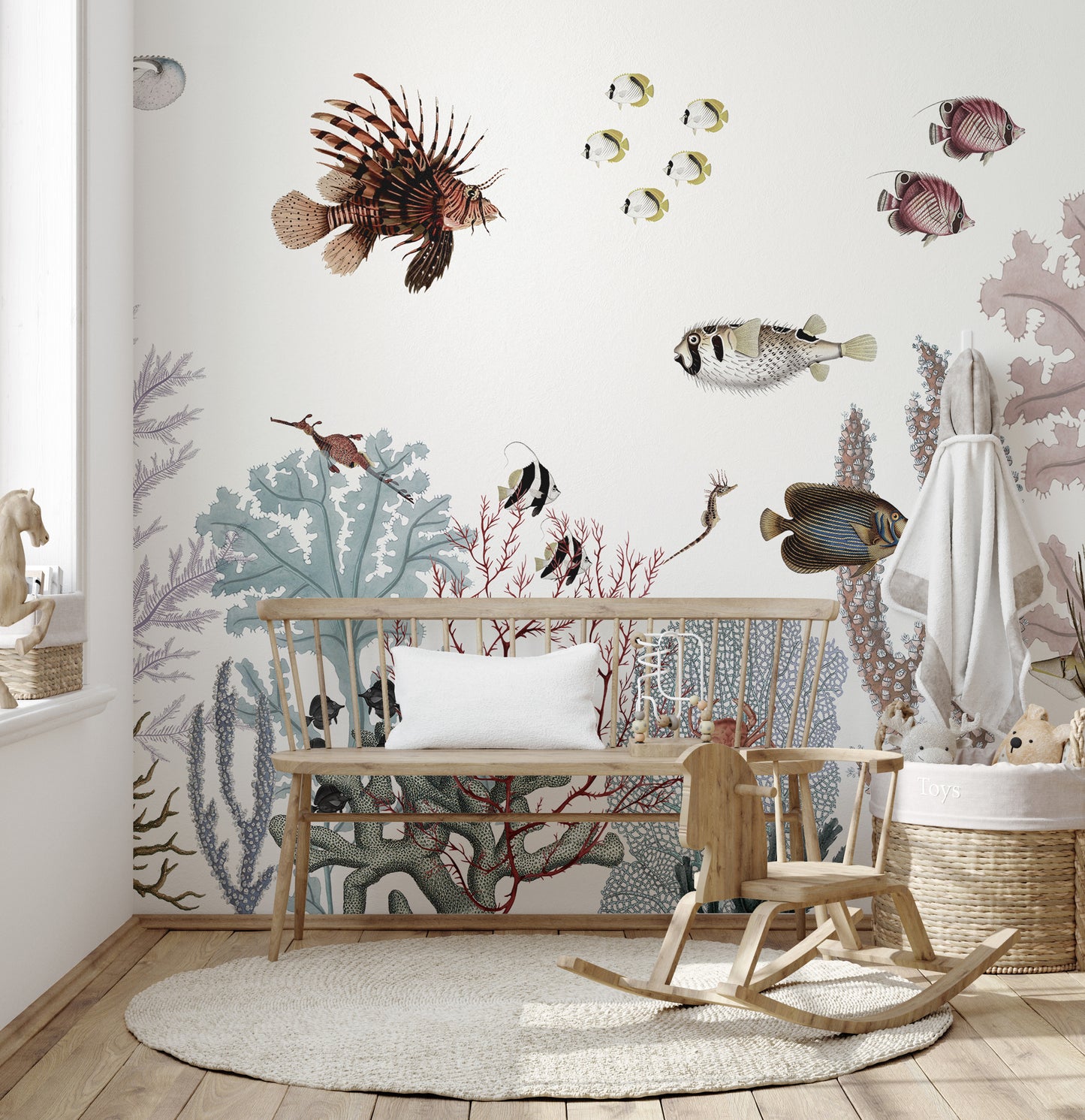 Colorful reef wallpaper for renters' rooms