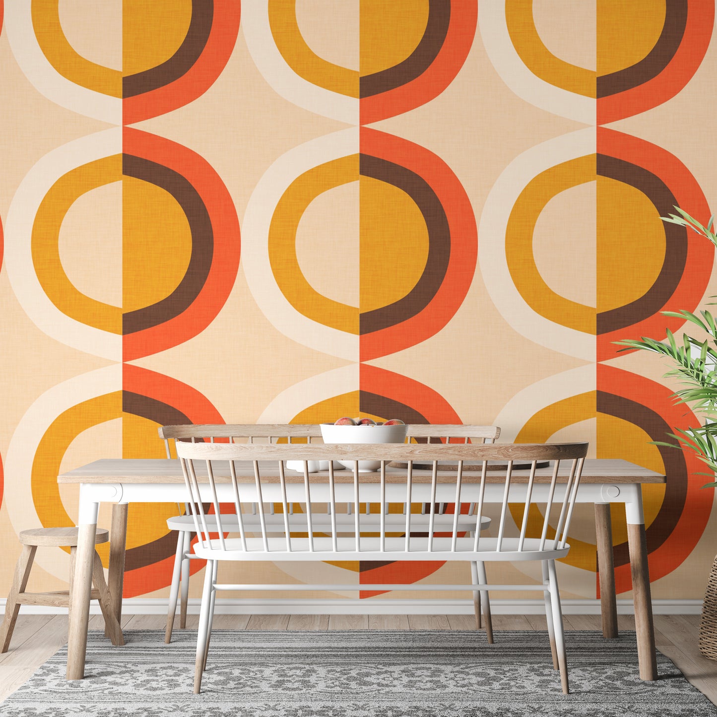 Abstract wallpaper mural with retro colors
