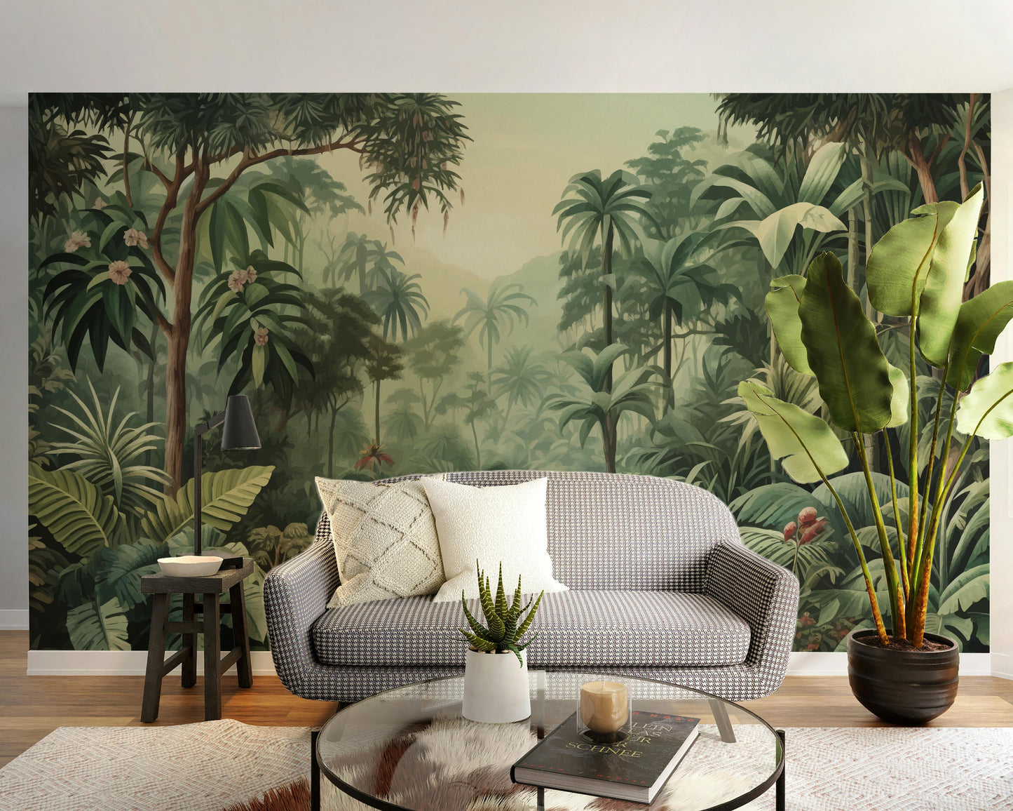 Misty Forest Colorful Tropical Scene Tree Wallpaper Mural