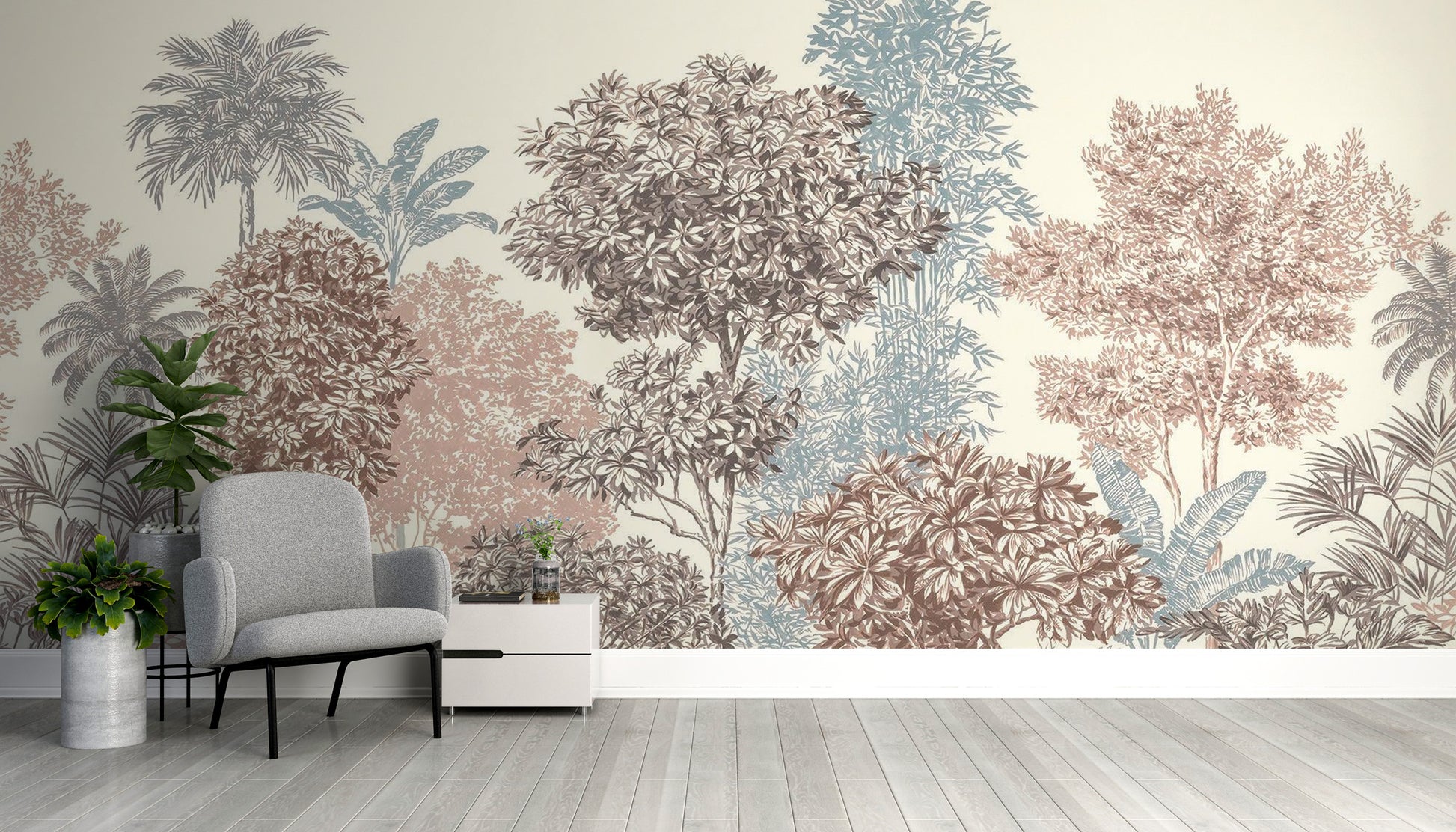 Lush Vibrant Trees Wallpaper Mural for serene spaces