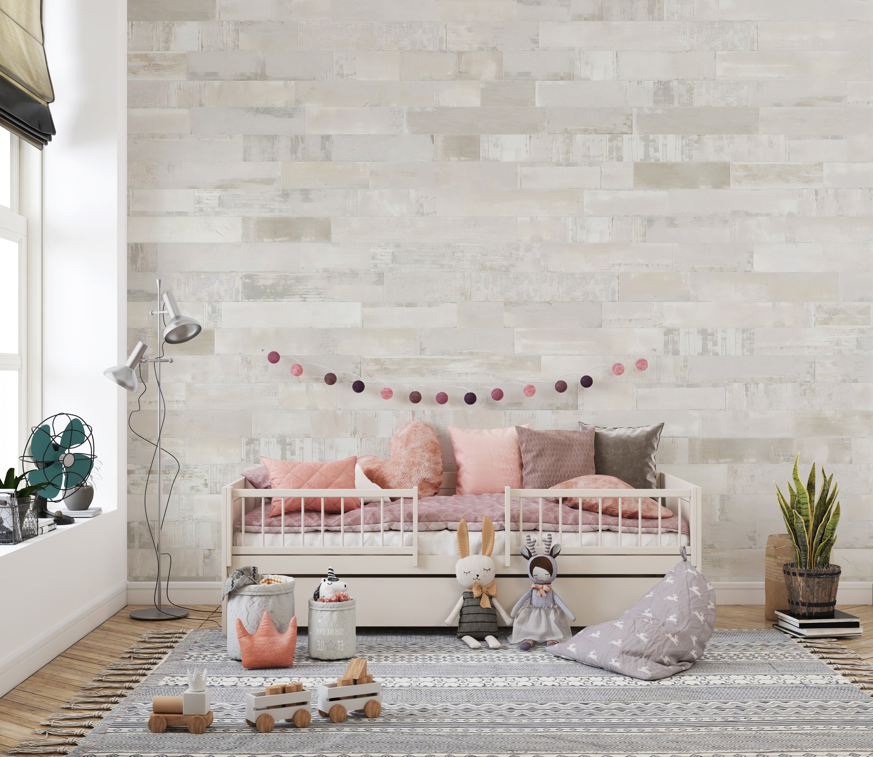 Beige brick textured wallpaper mural for walls