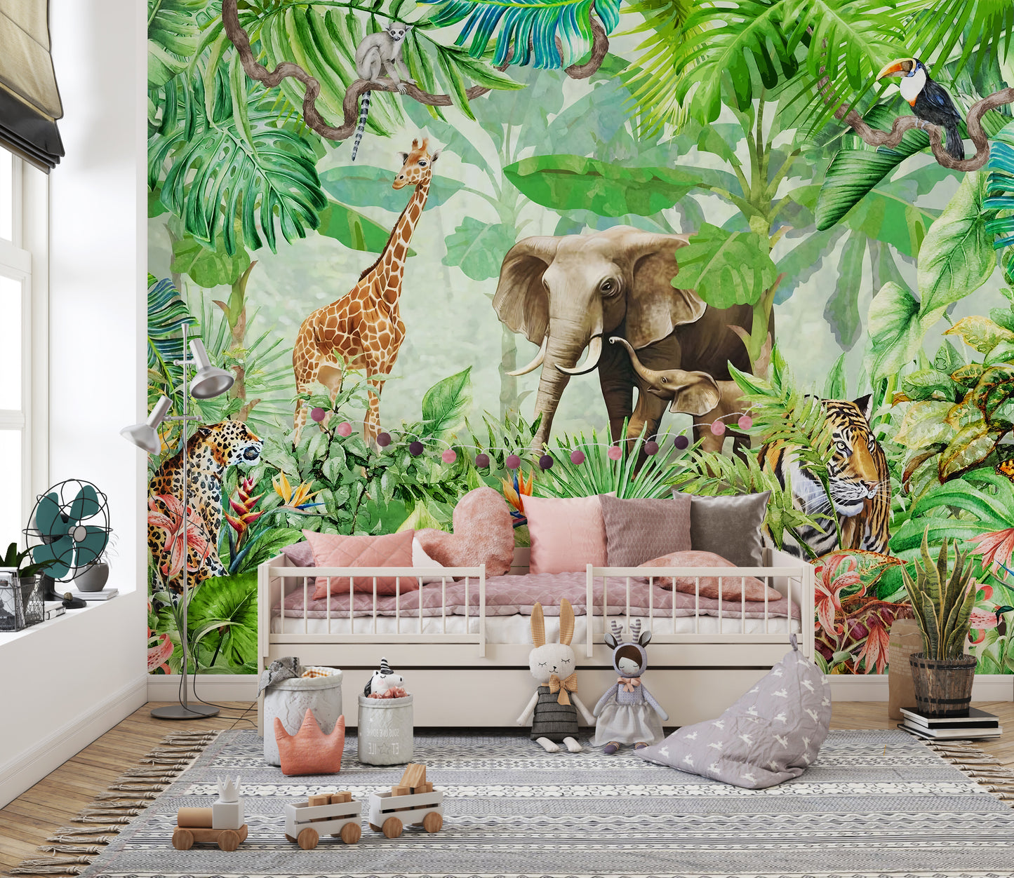 Artistic wildlife forest wallpaper mural tones
