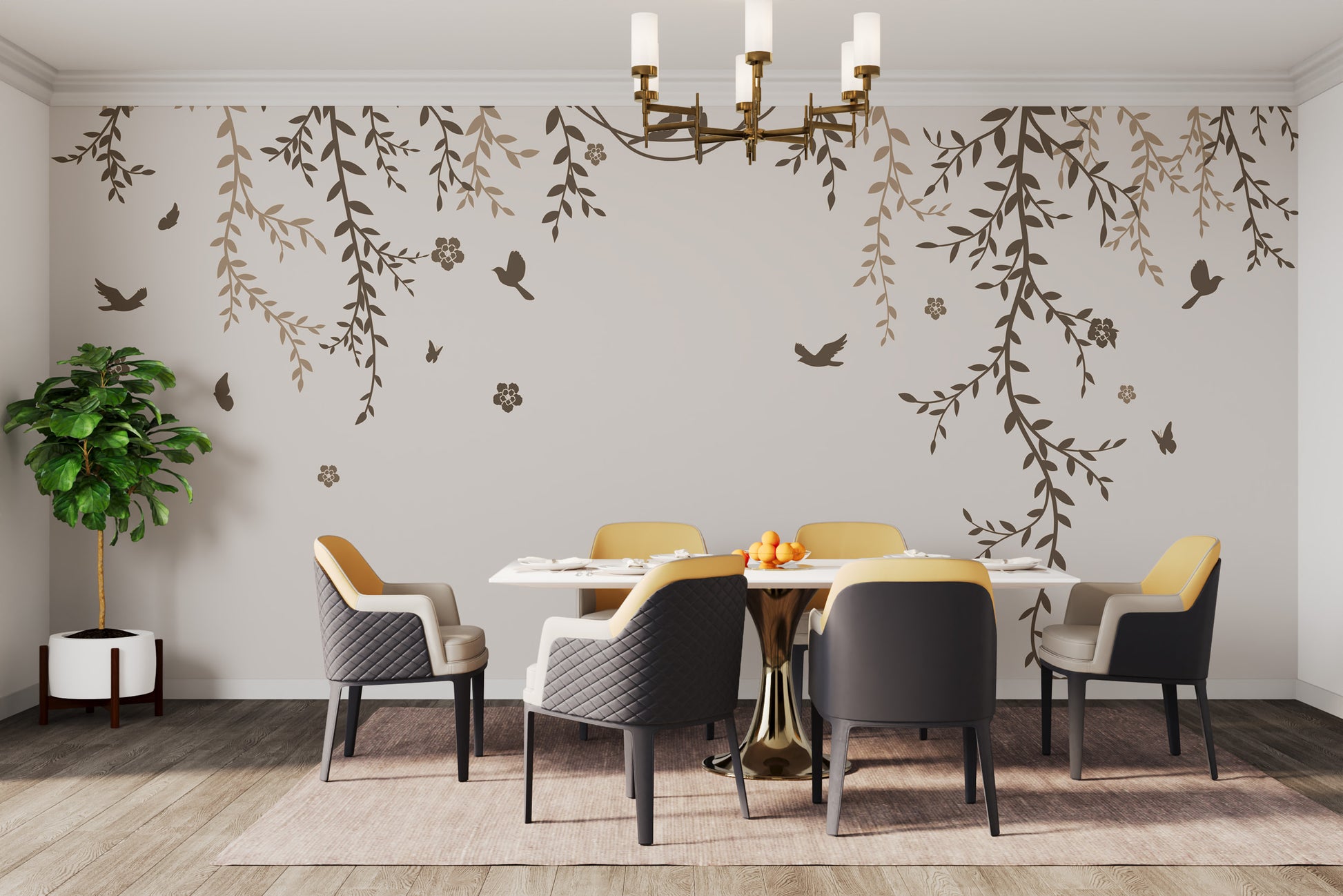 Decorate with Lyrical Leaves Mural Wallpaper art