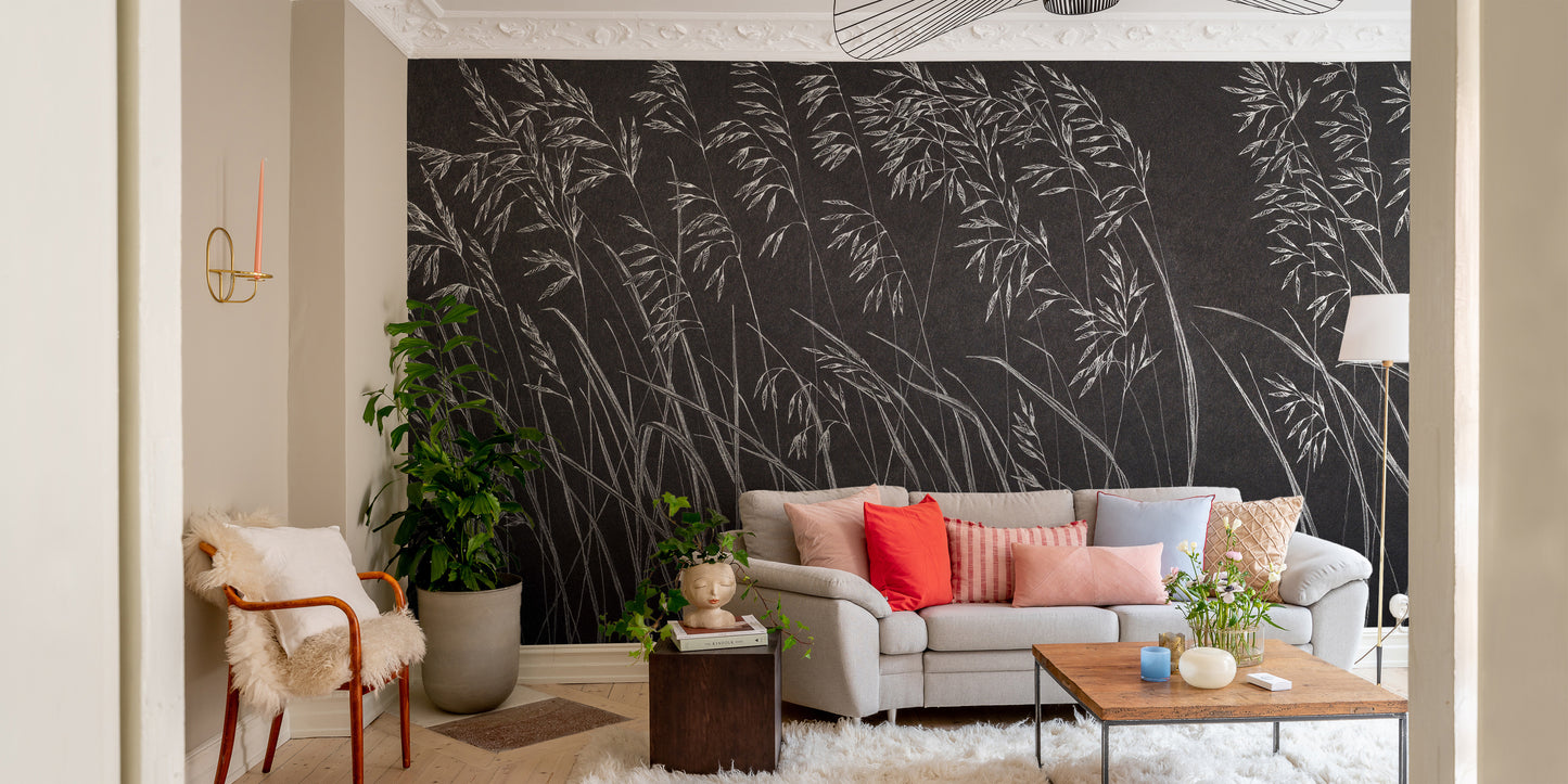 Dark Reed Pattern Wall Mural
