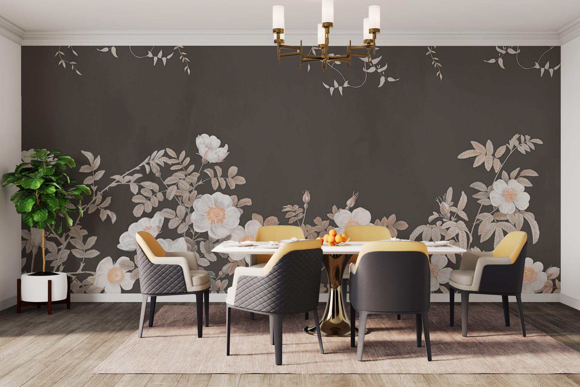 Copper Petal Noir Wall Mural for statement walls