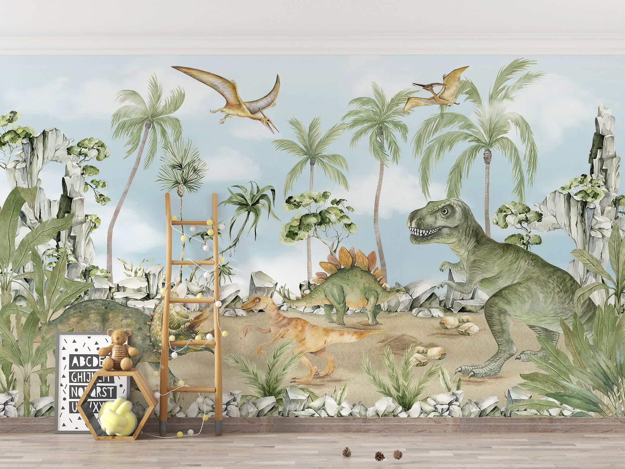 Jurassic Jungle Adventure Mural Wallpaper