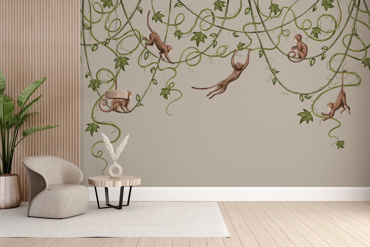 Joyful Monkey Nursery Wallpaper