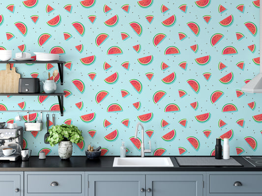 Playful watermelon slices wallpaper design
