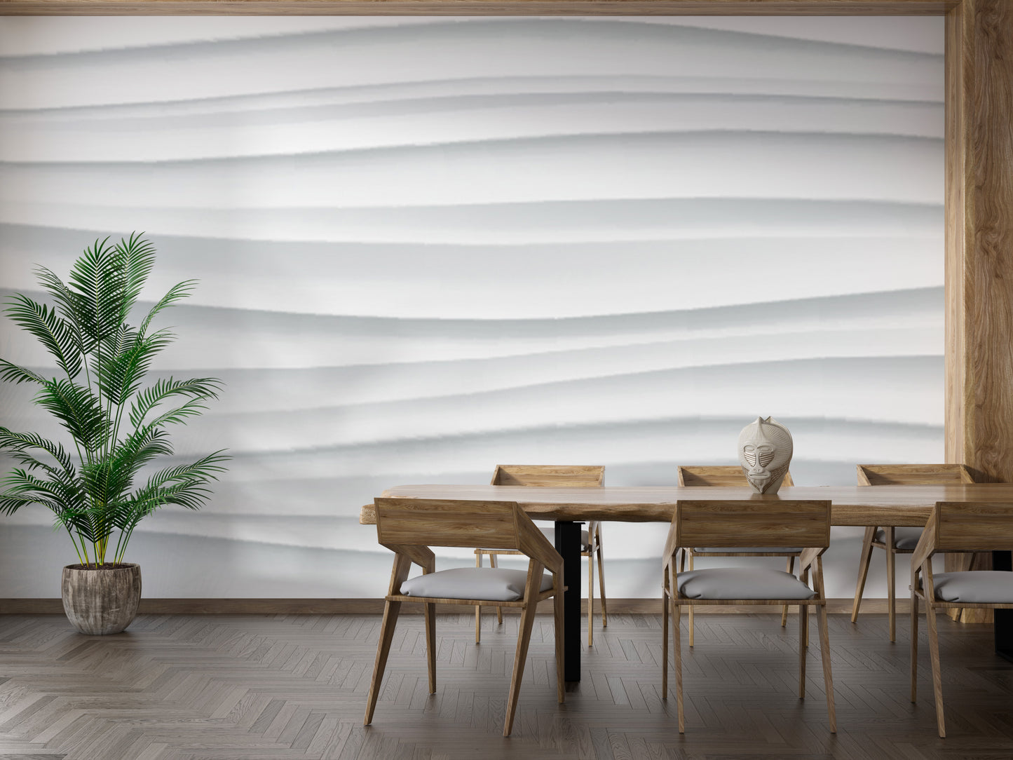 Abstract White Waves Wallpaper Mural