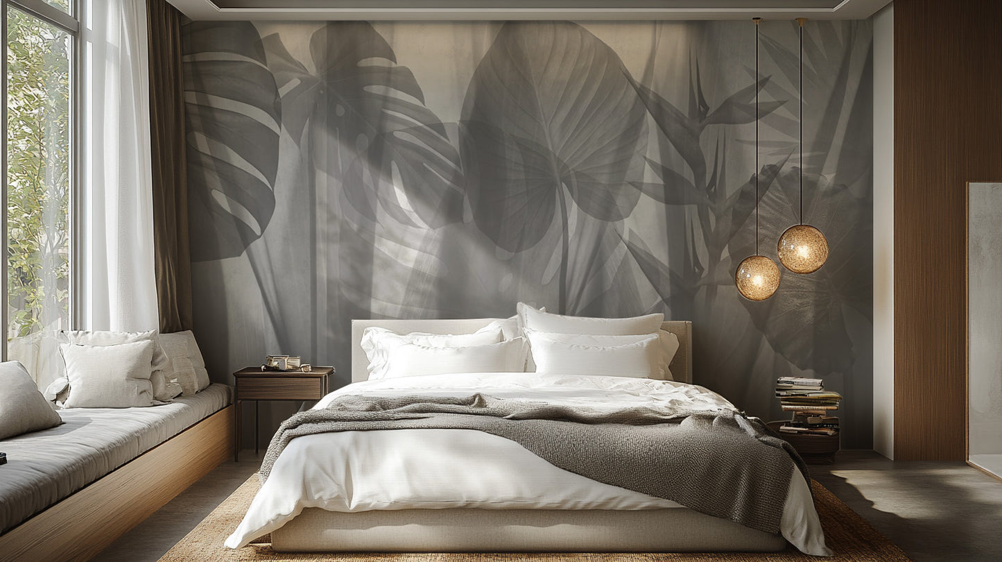 Monochrome jungle theme wallpaper for home décor
