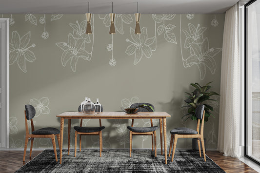 Sketch Garden Elegance Wallpaper Mural for walls