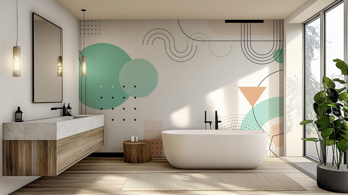 Colorful Geometric Shapes Wallpaper Murals for Bathroom