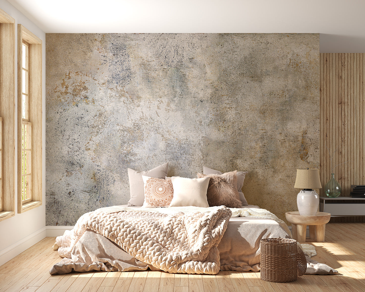 Rustic Gray Cement Texture Wall Mural