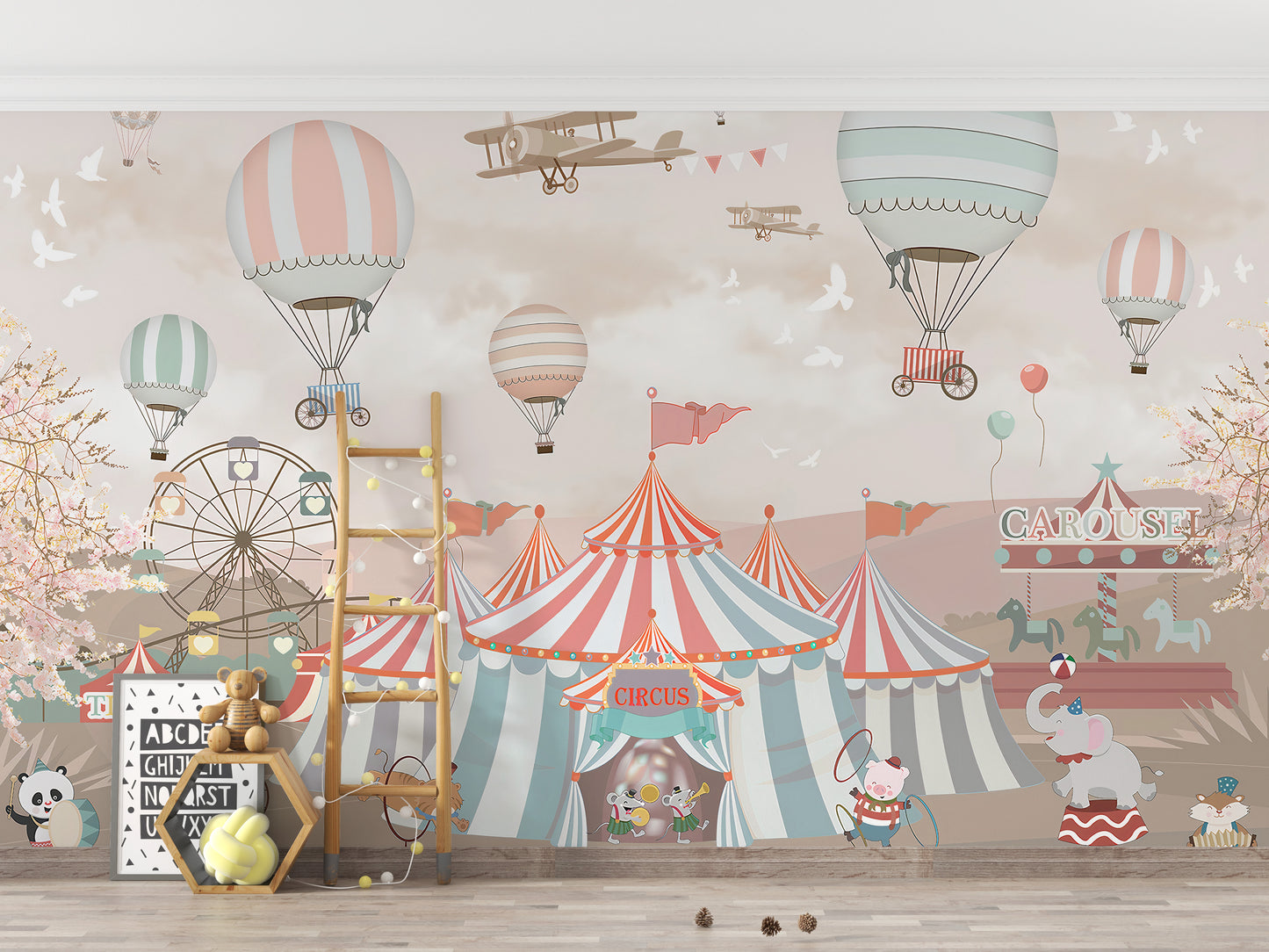 Pink Circus Kids Room Wallpaper Murals