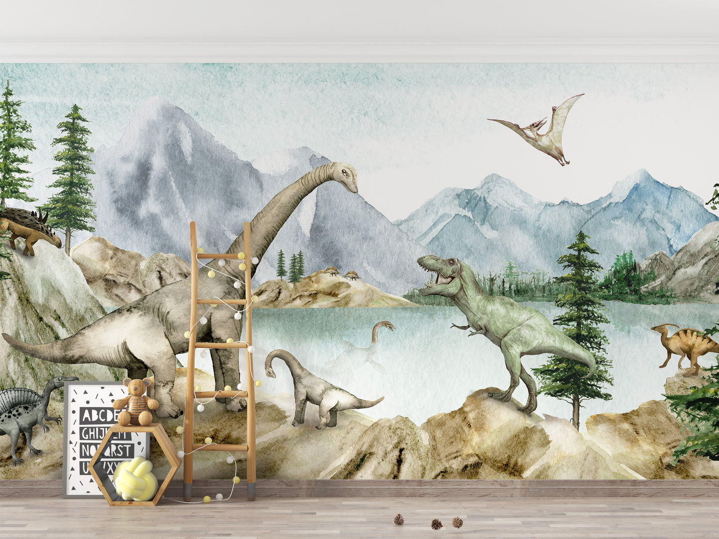 Dino dreams wallpaper murals for kids room