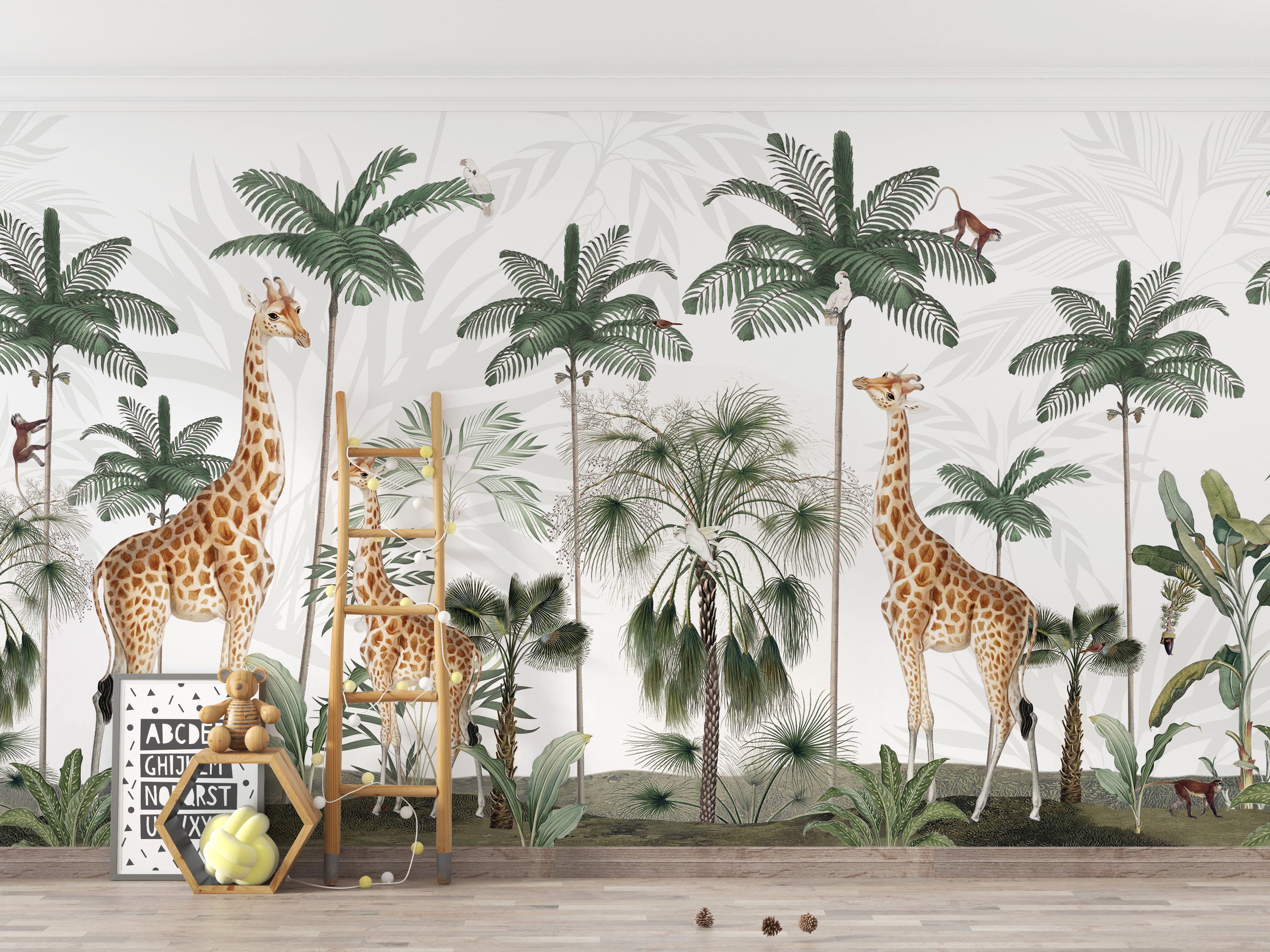 Beautiful Gracious Giraffes wallpaper for walls.