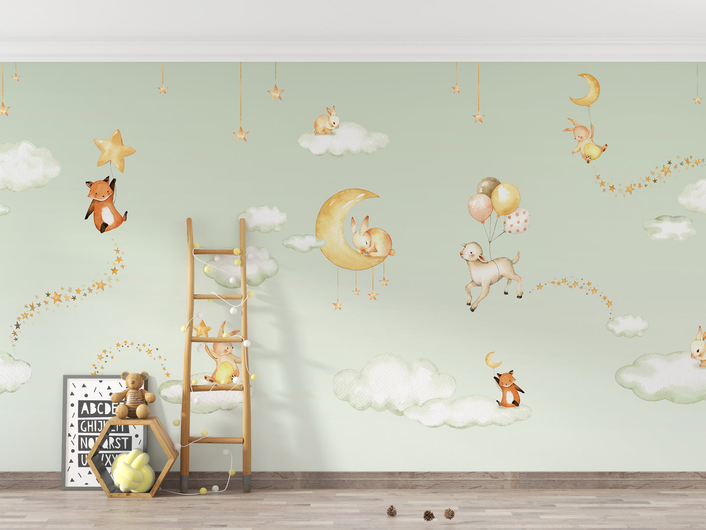 Green Sweet dreams wallpaper for kids room