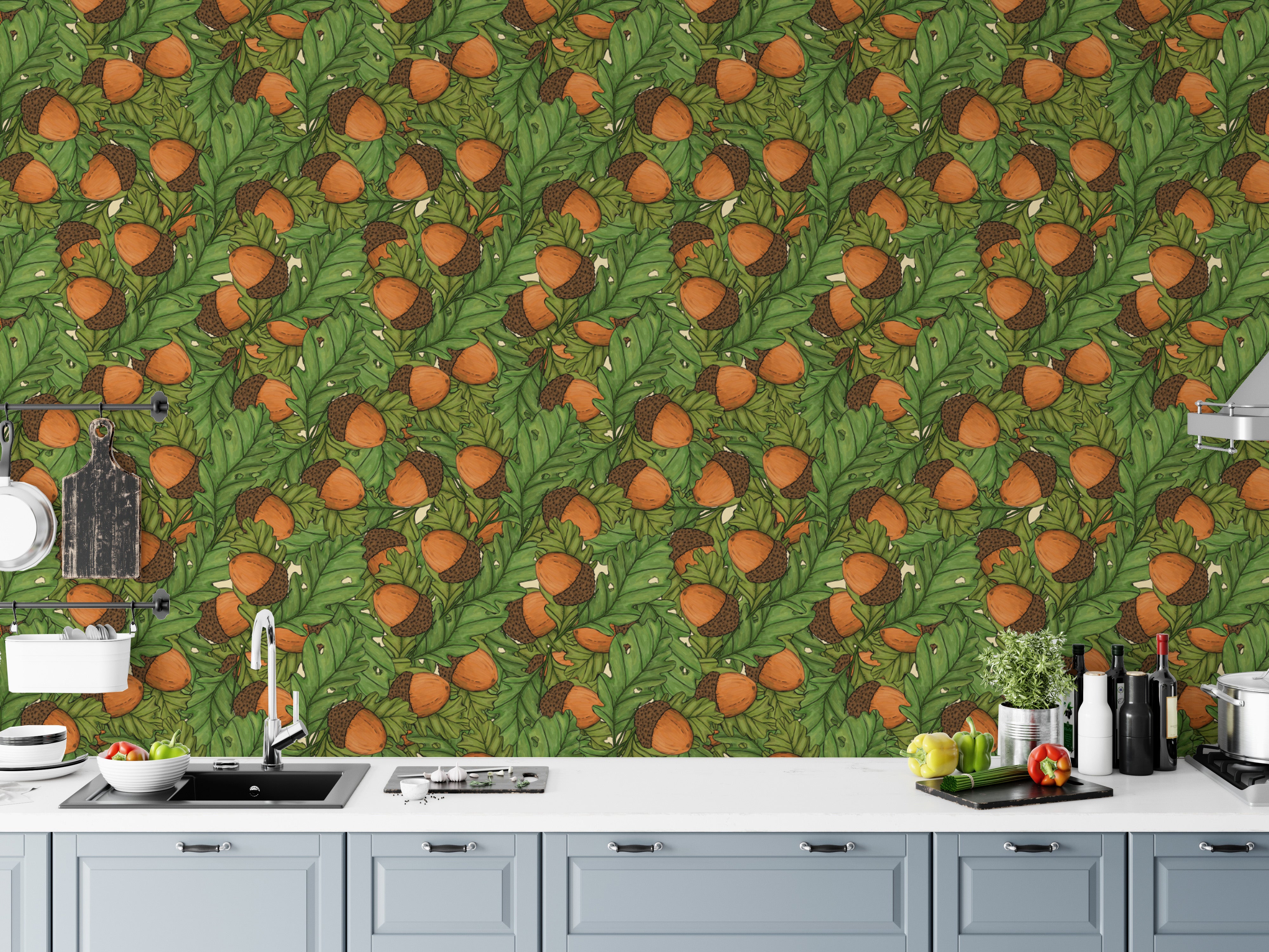 Modern acorns wallpaper for an earthy and stylish ambiance.