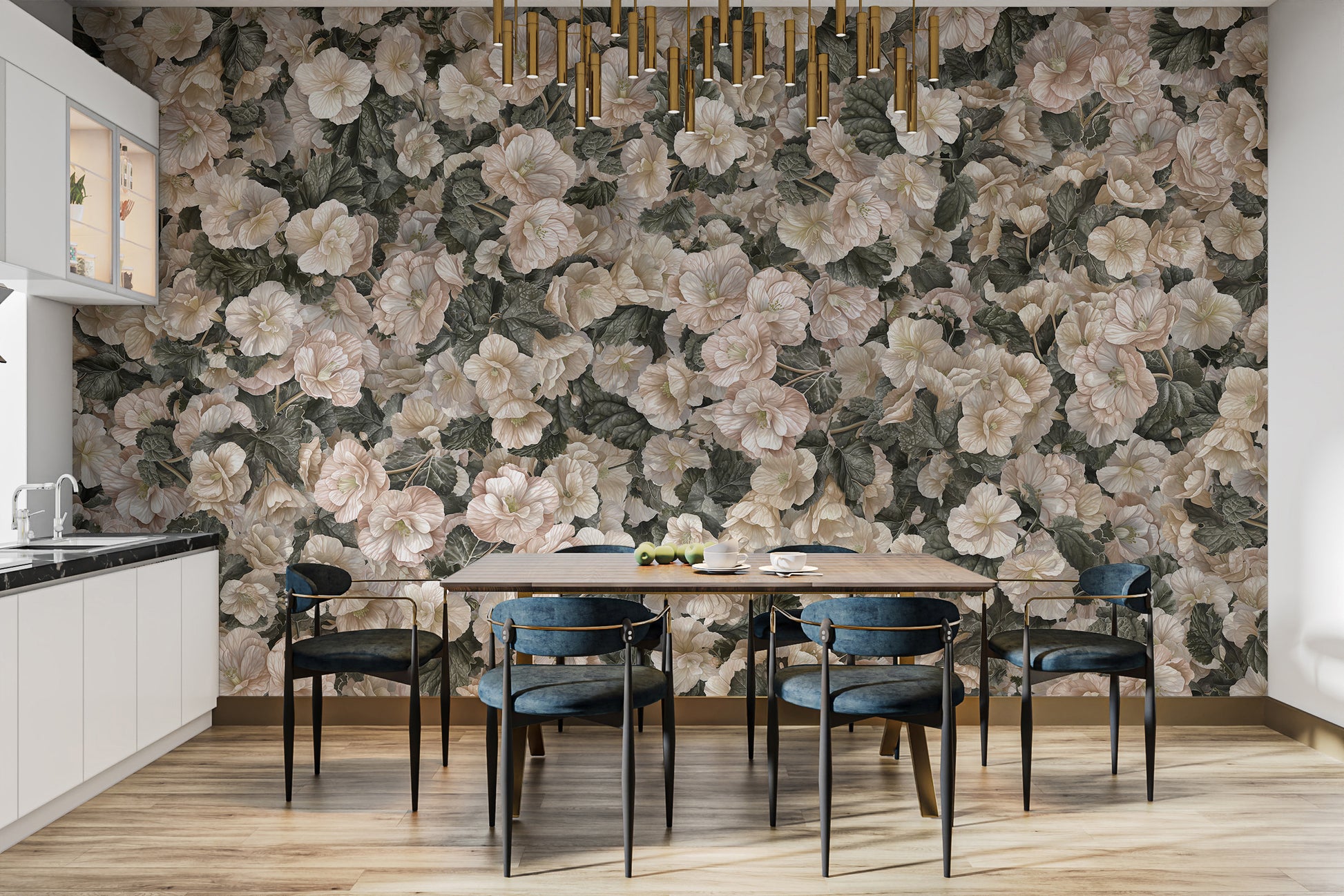 White floral wallpaper for stylish walls
