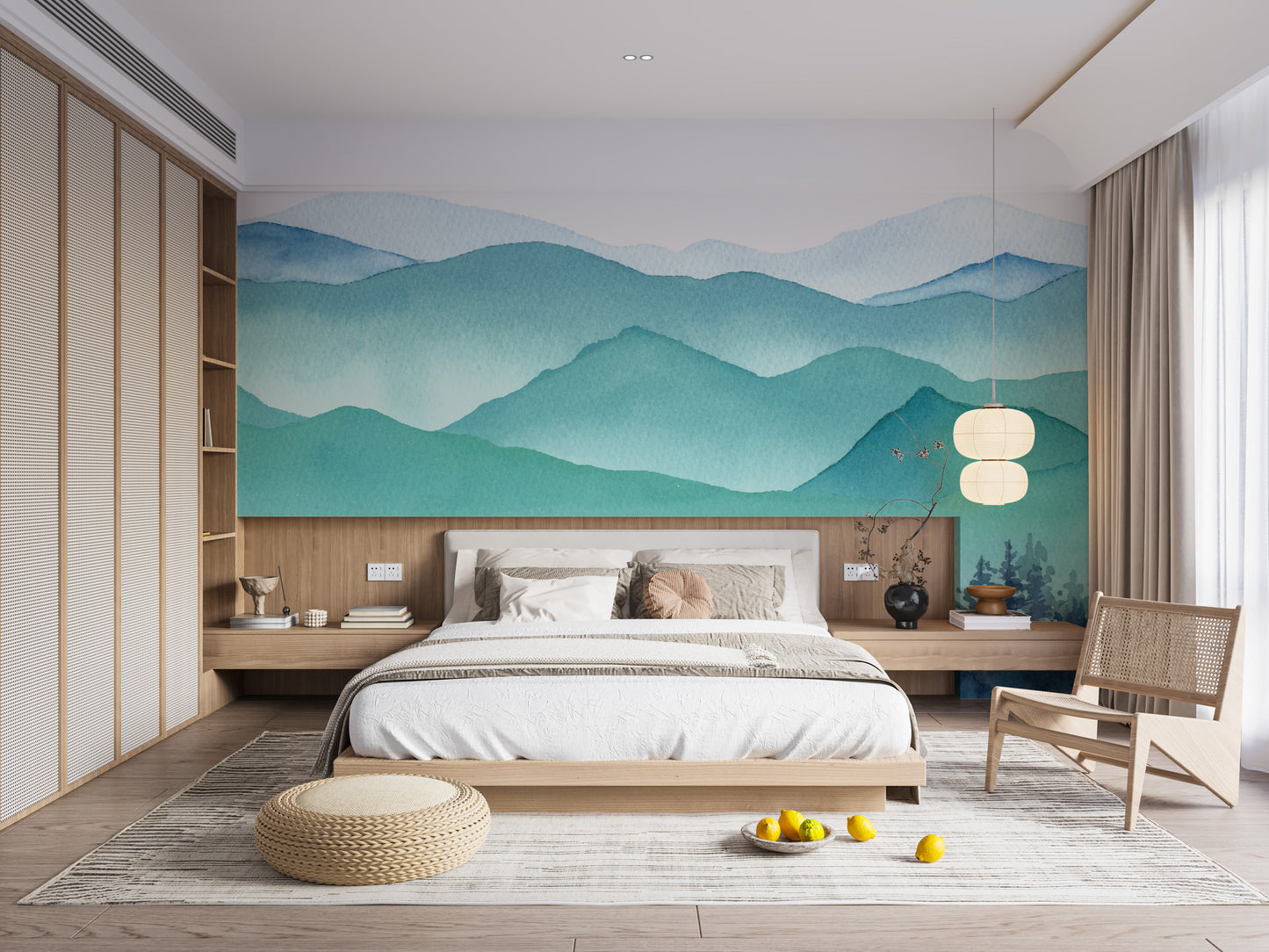 Kids Watercolor Snowy Hills Removable Murals