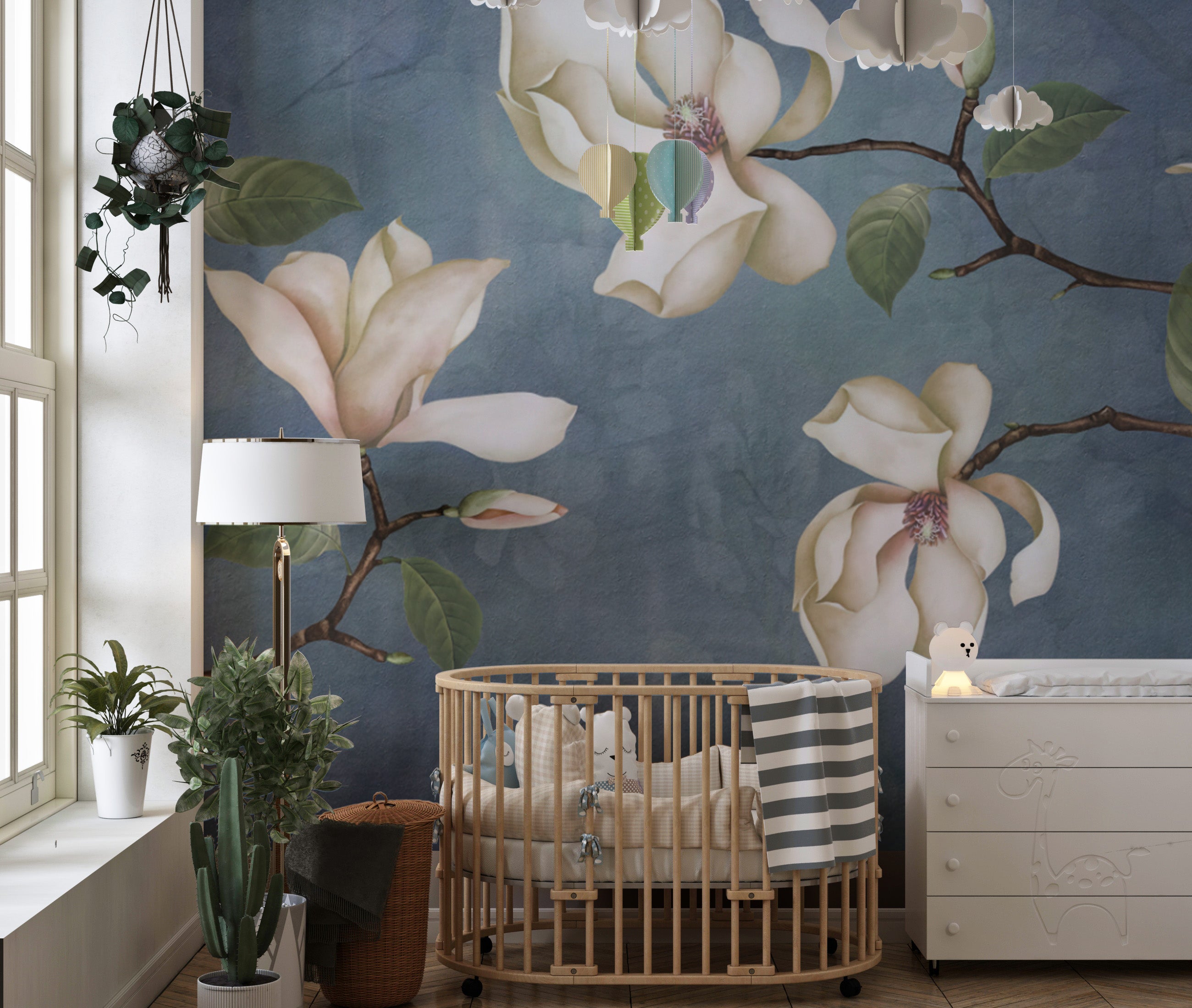 Artistic magnolia design wallpaper for home décor