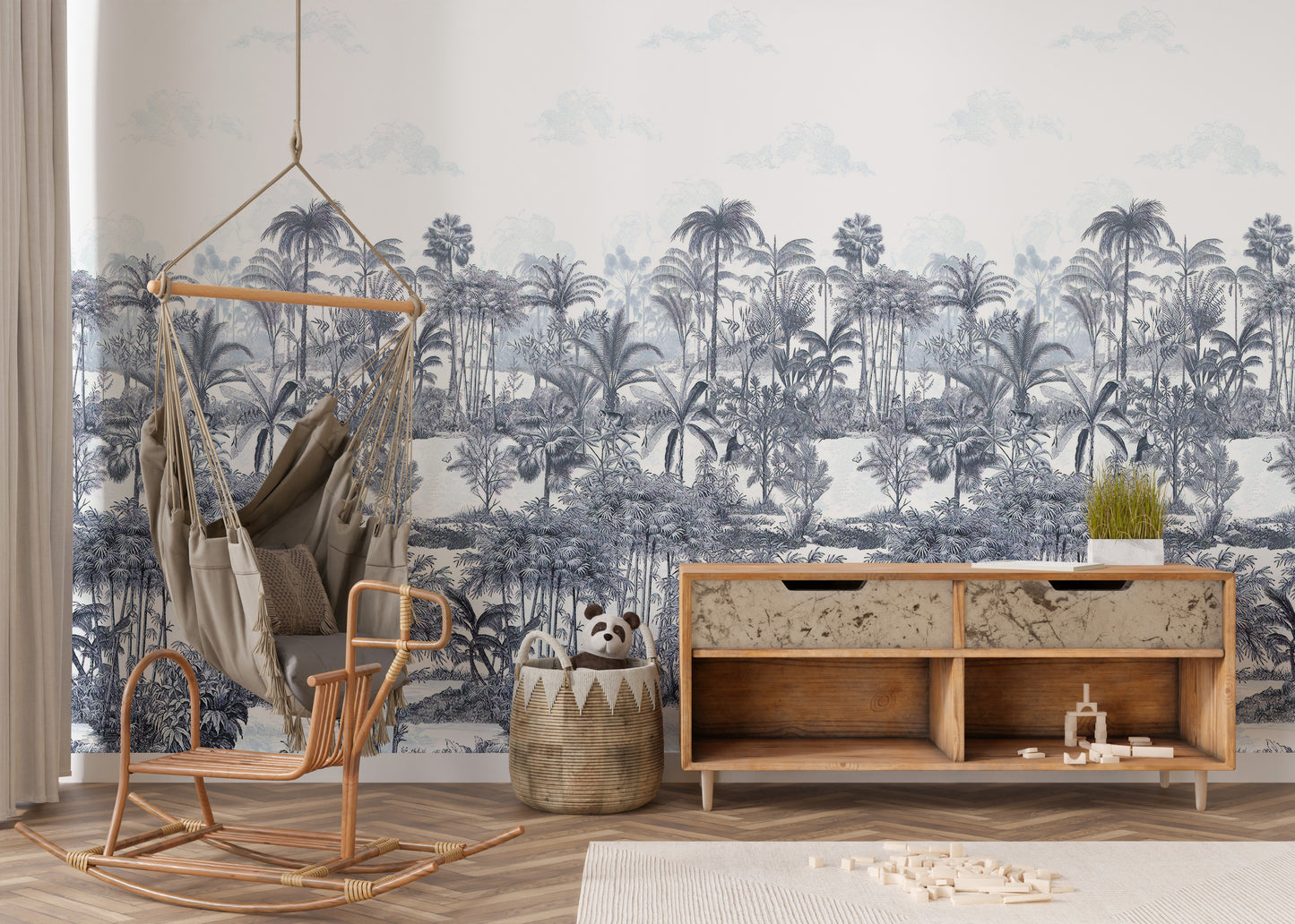 Blue Shades Palm Trees Wallpaper Murals