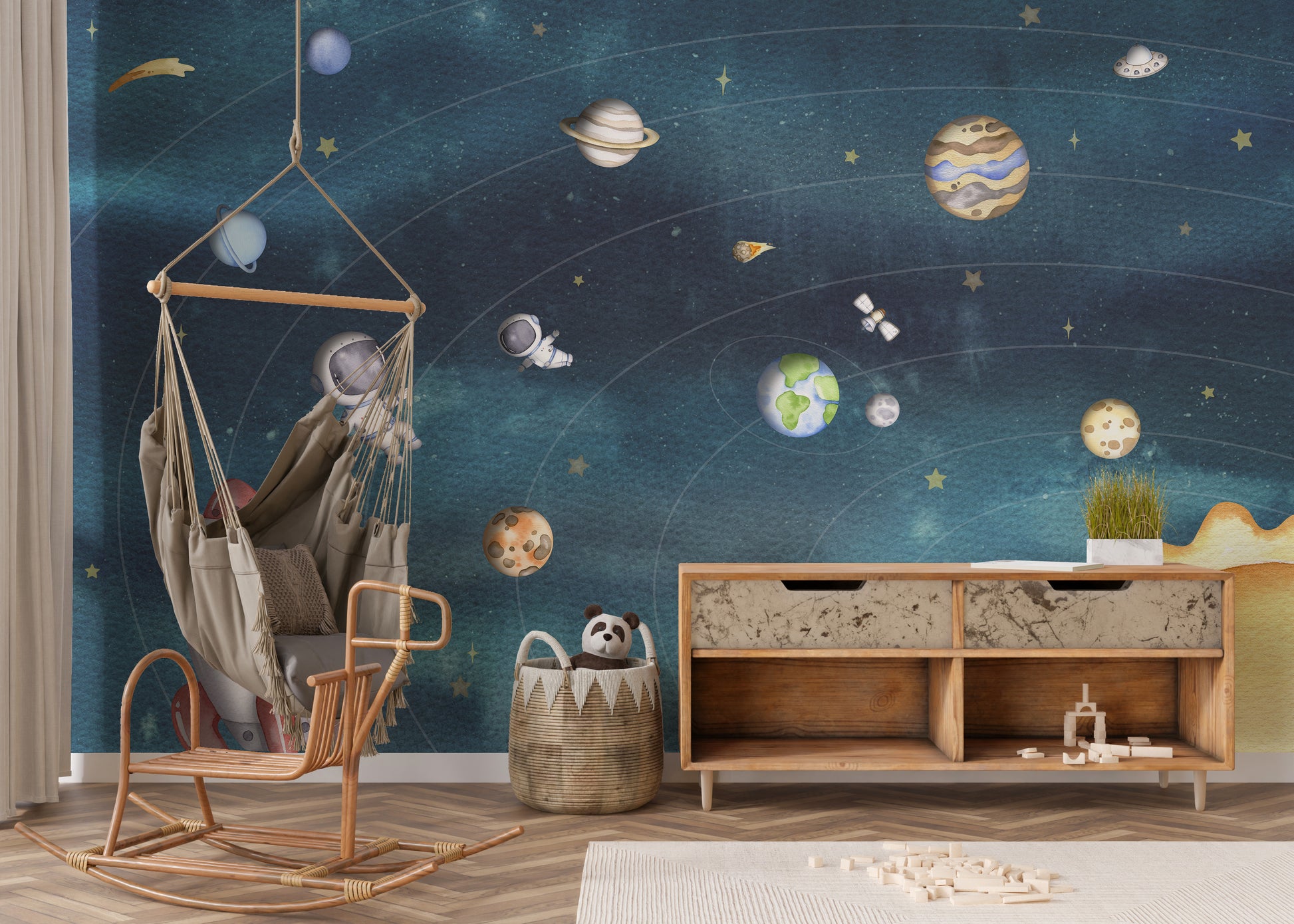 Magical space joy wallpaper for toddlers rooms