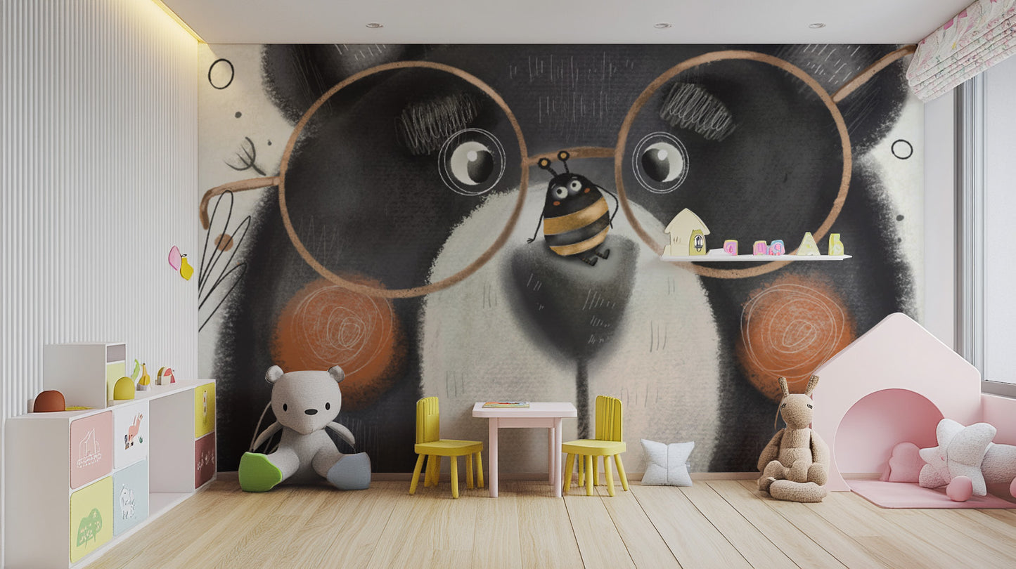 Creative Bear Face Wallpaper Mural