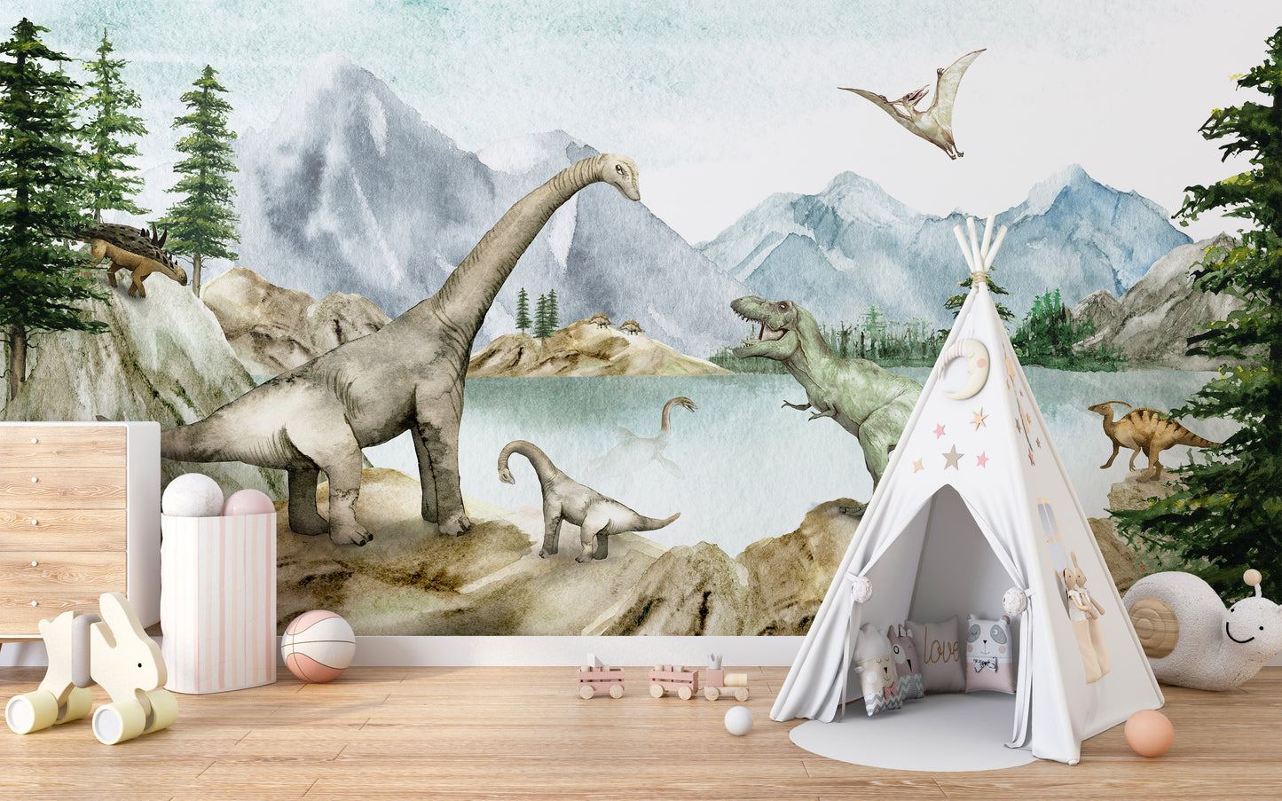 Dino dreams wallpaper murals for kids room