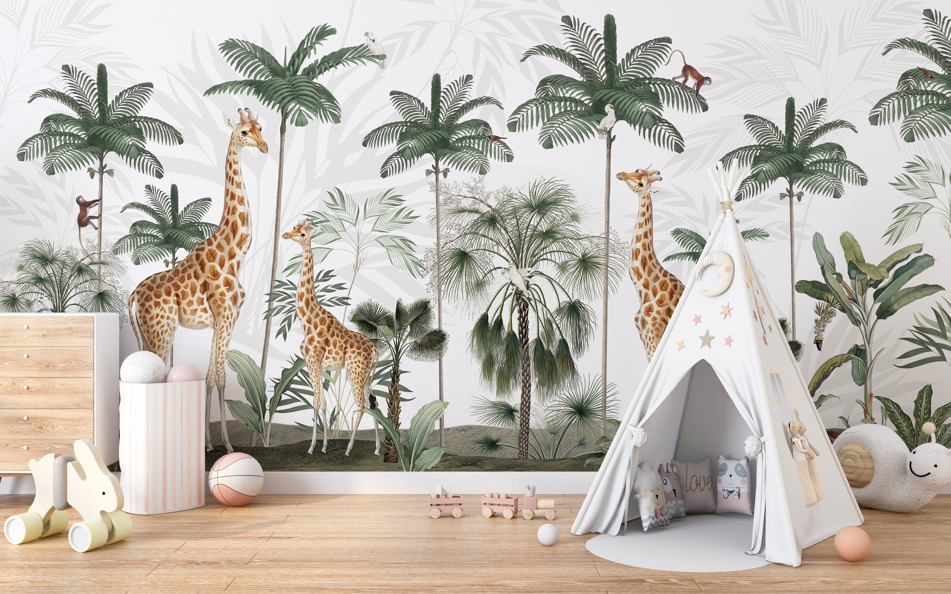 Wall decor with stunning Gracious Giraffes wallpaper.