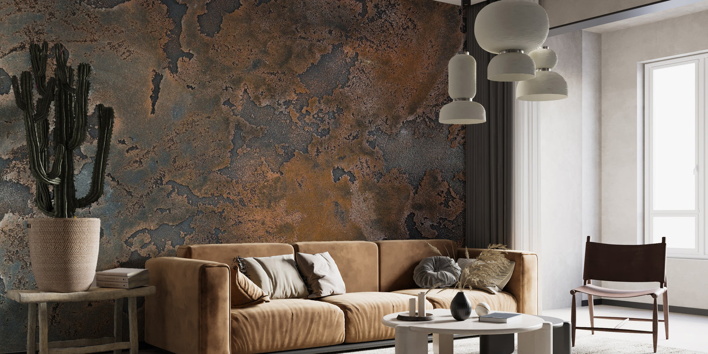 Reusable Rusty Metal Wall Mural for Interiors