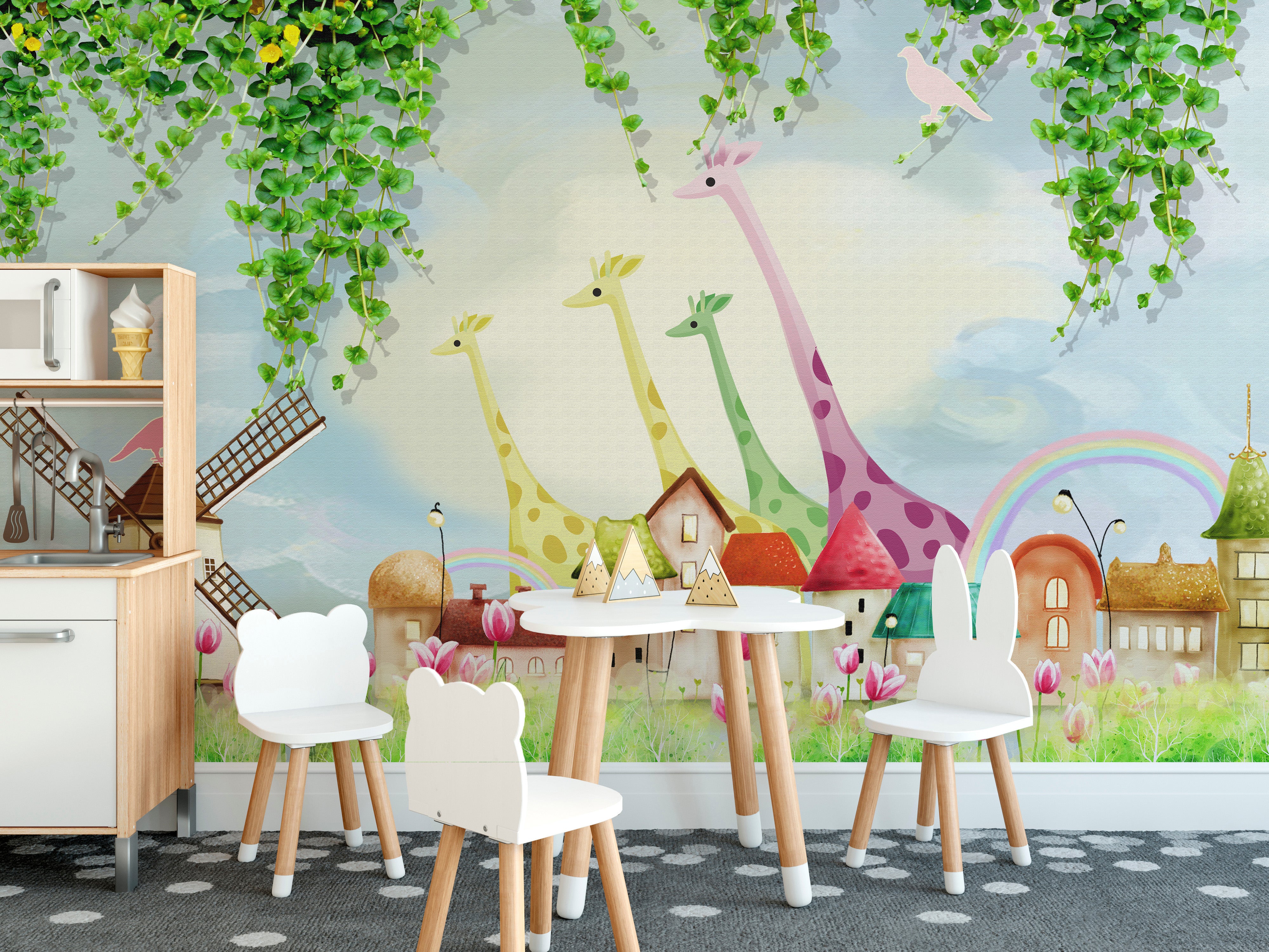 Kids Watercolor Farm Animal Wallpaper
