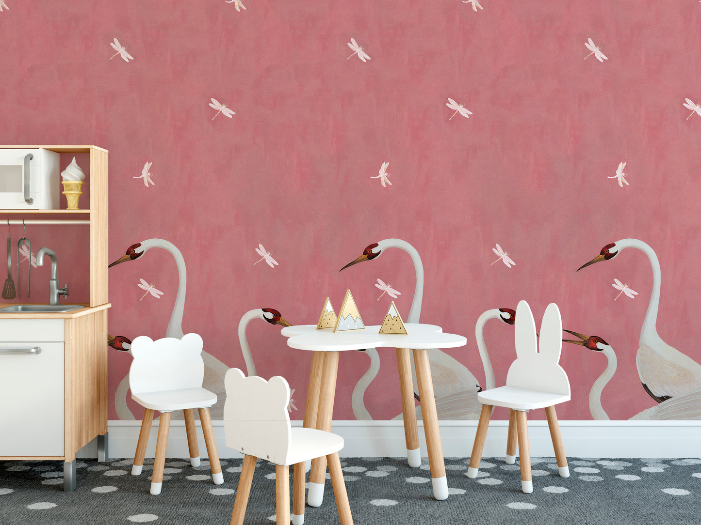 Majestic Pink Cranes Wallpaper Murals - Giffywalls