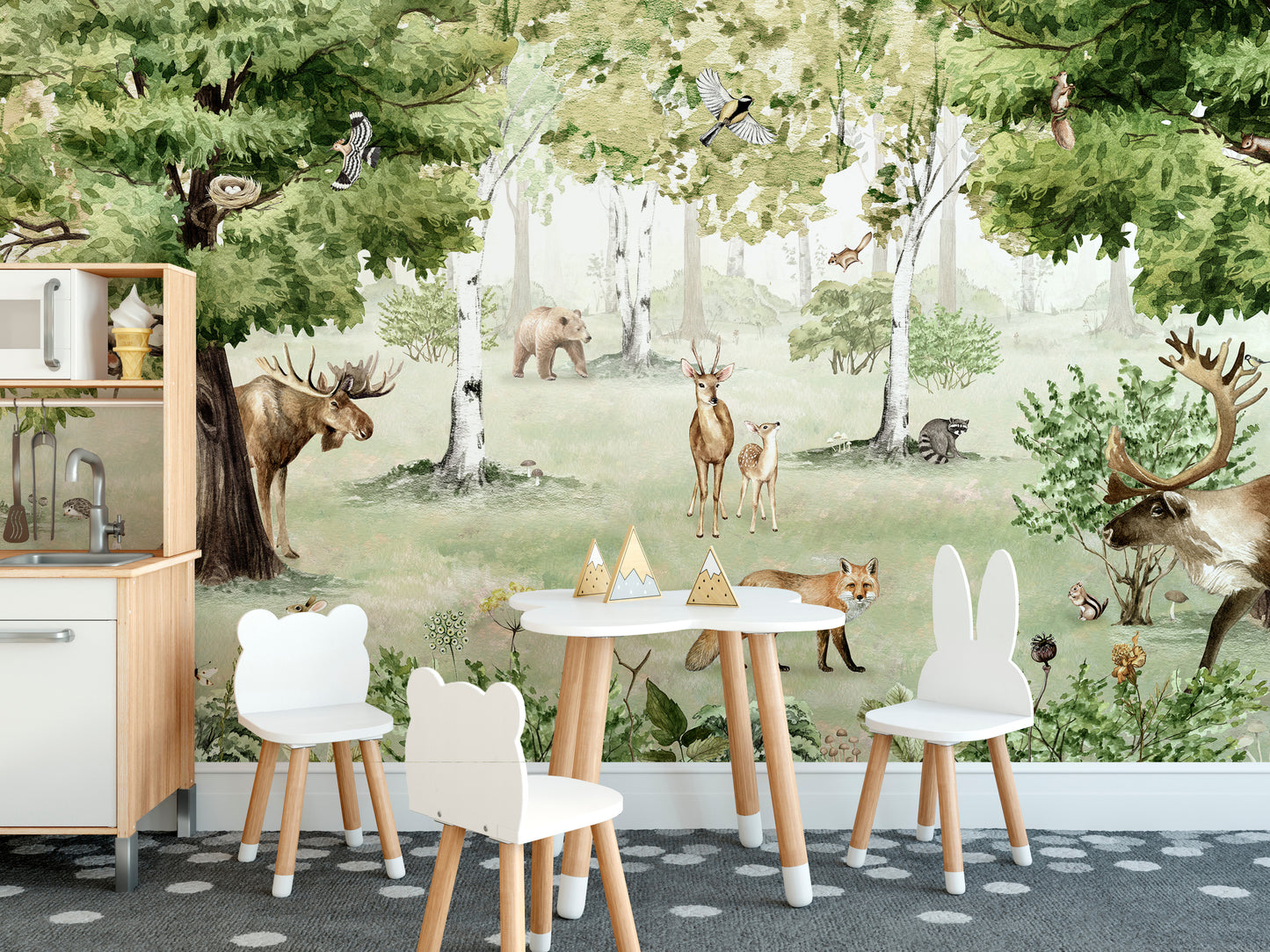 Watercolor Woodland Wonders Mural Wallpaper