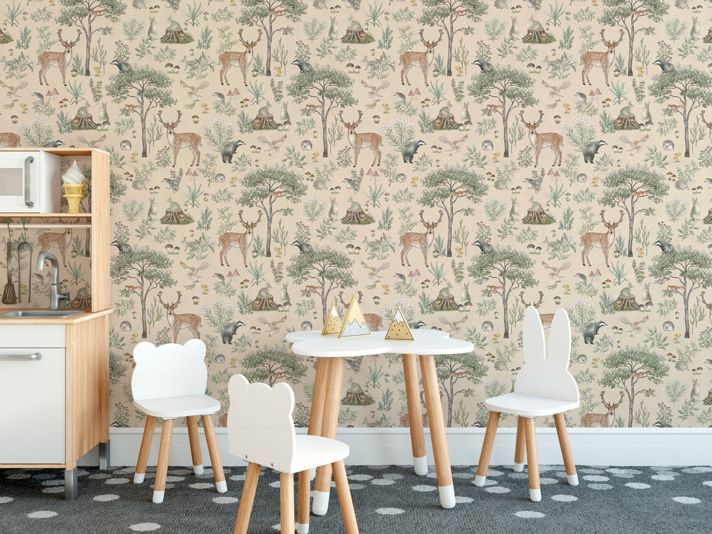 Warm Beige Wildlife Wallpaper