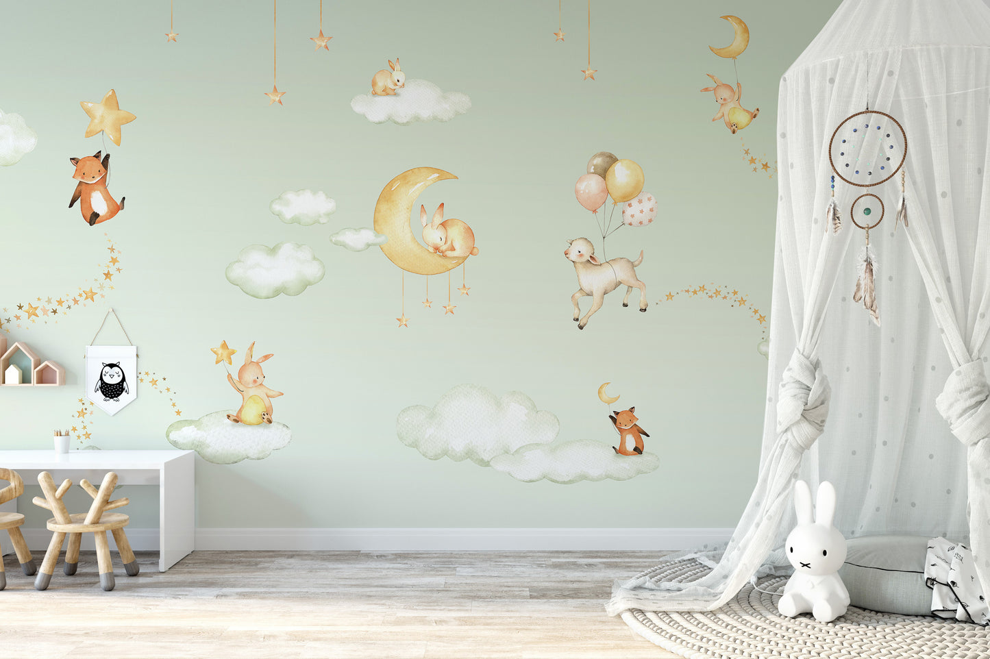 Green Sweet dreams wallpaper for kids room