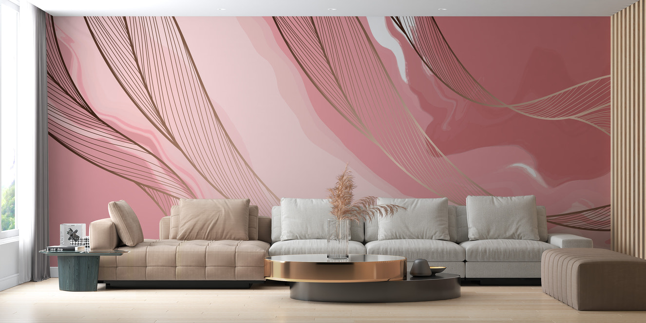 Pink gold marble peel-and-stick wallpaper