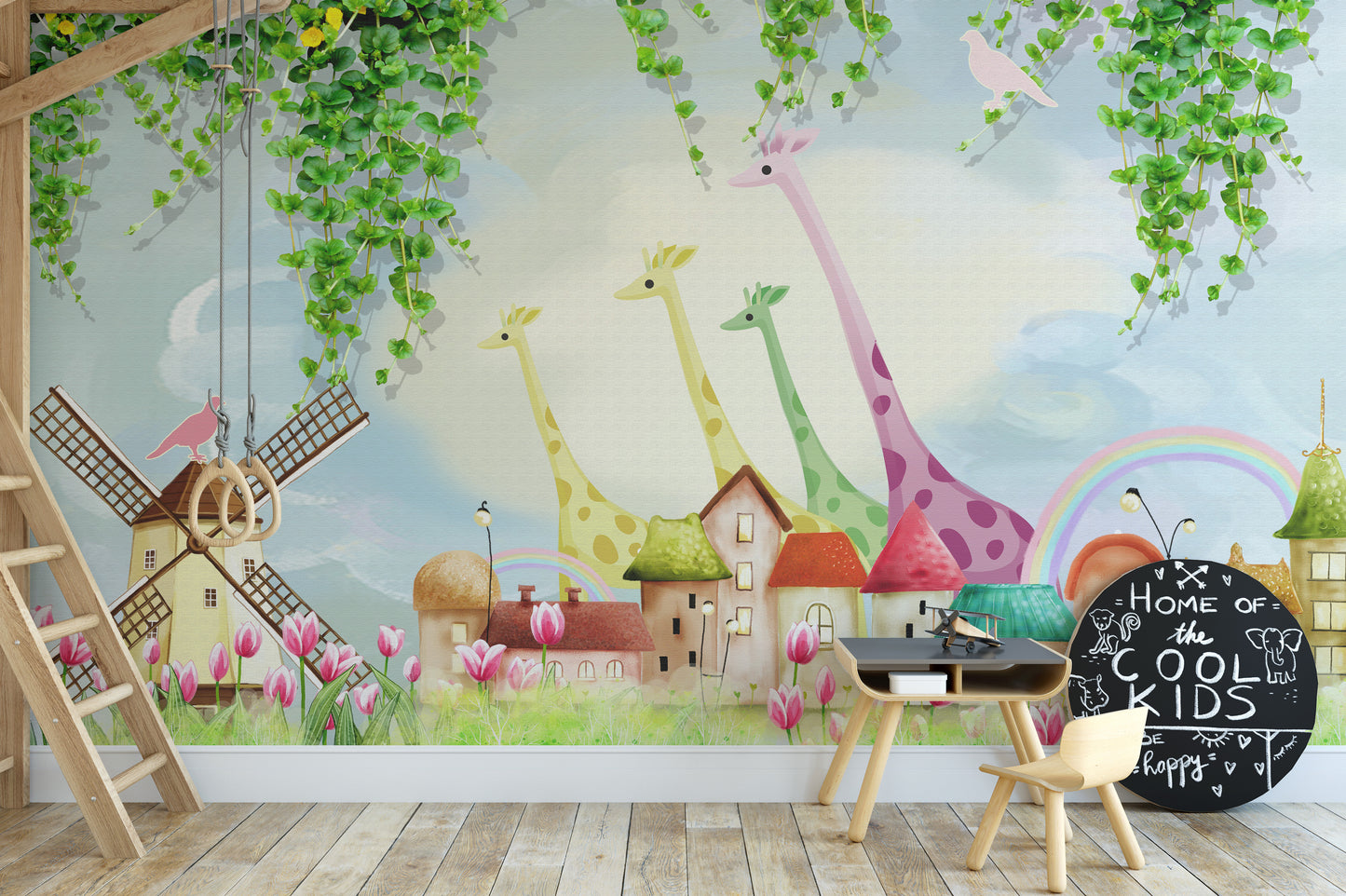 Watercolor Animal Farm Wall Mural
