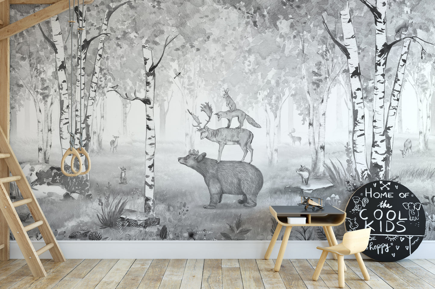 Bear King Grey Wallpaper Mural