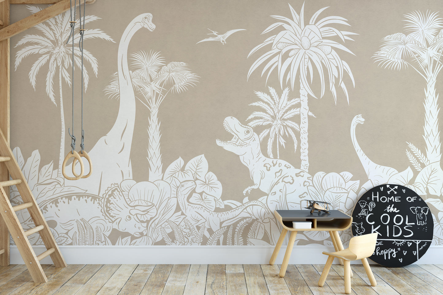 Monochrome Dino Brown Wall Mural