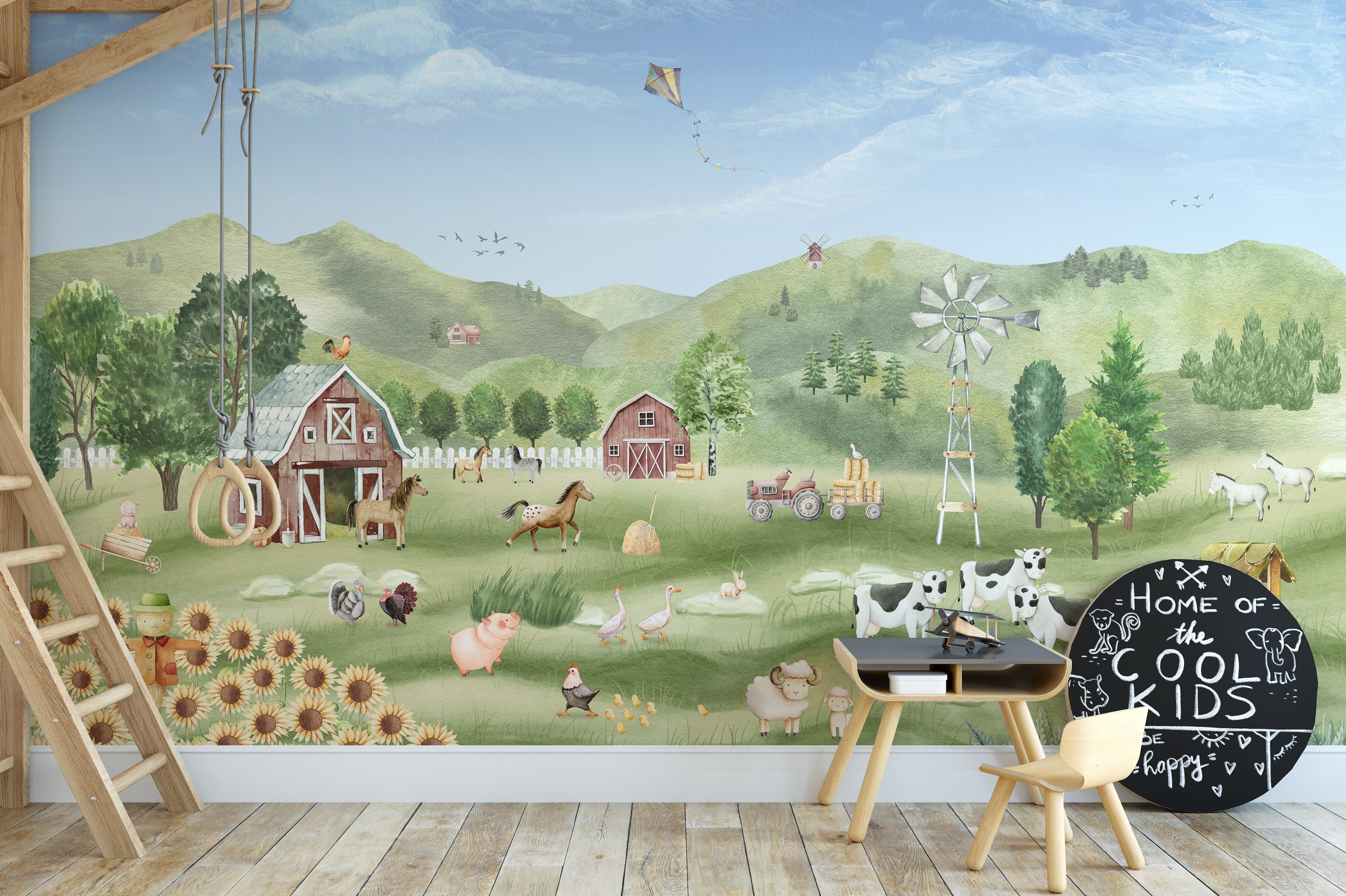 Nursery farm animal wall decor idea