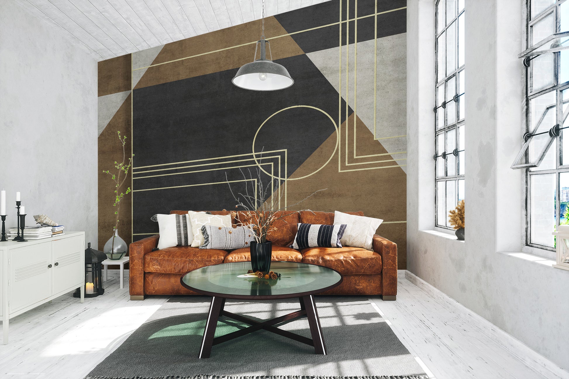 Contemporary angles geometric wall mural