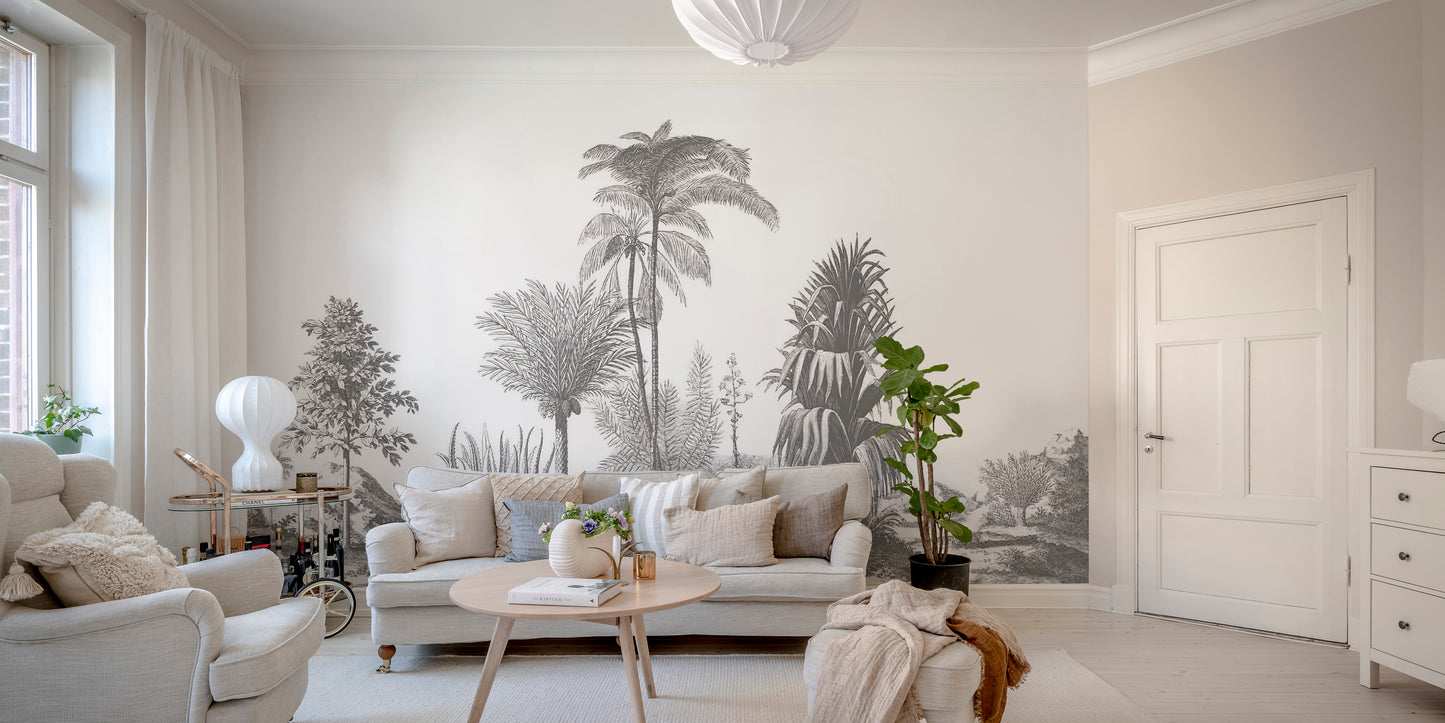 Gray Tone Tropical Serene Wallpaper Murals - Giffywalls