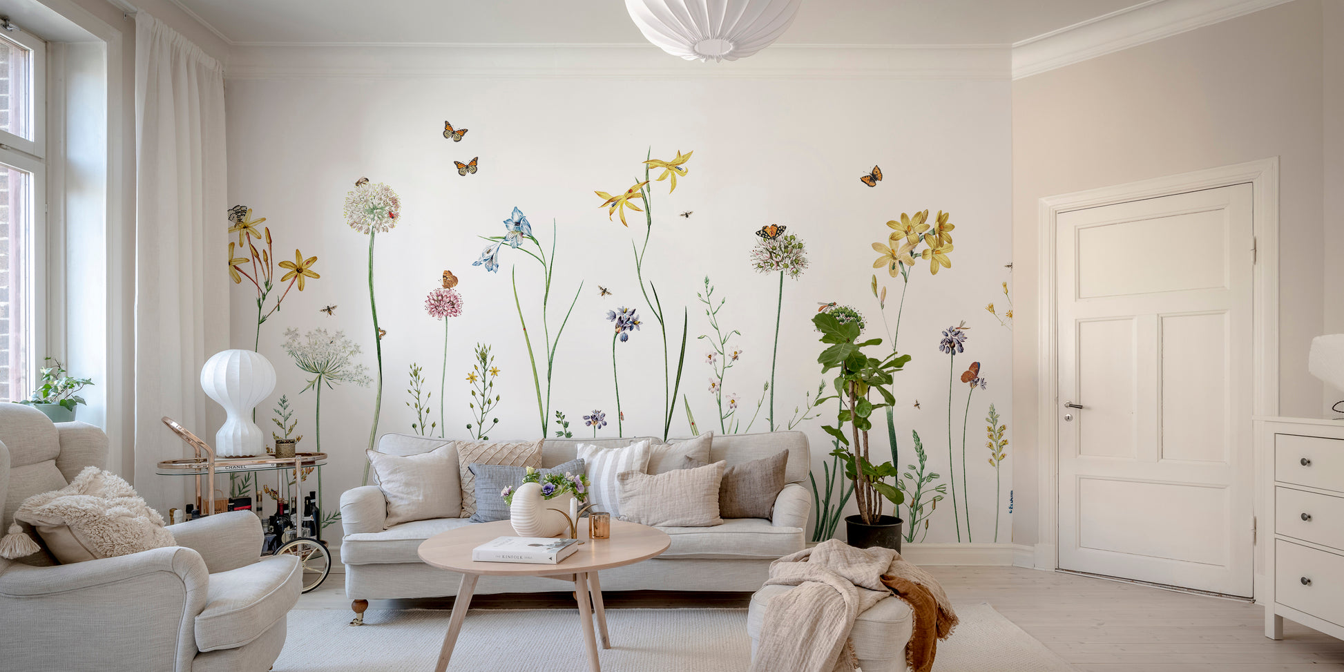 Whimsical butterfly garden wall decoration mural