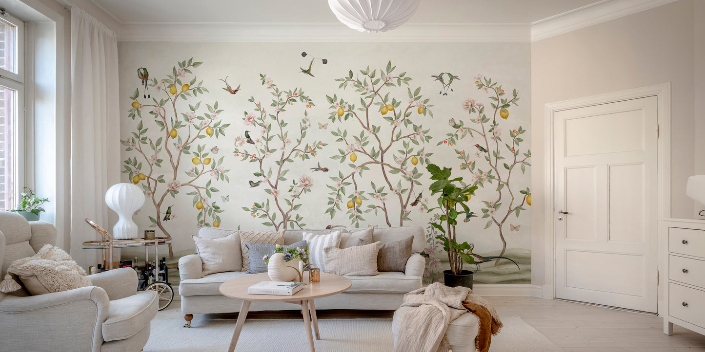 Lemon Tree Chinoiserie mural wallpaper