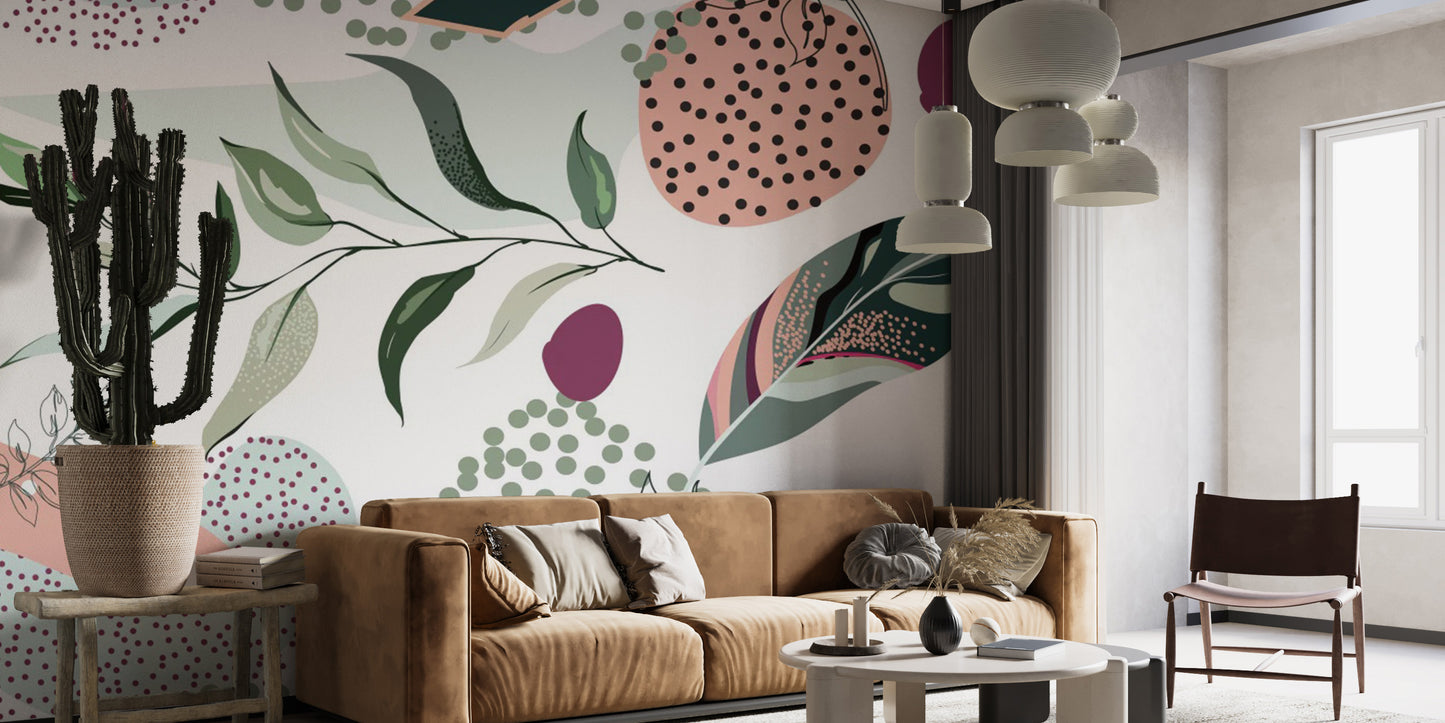 Botanical Pattern Abstract Leaves Wallpaper Murals