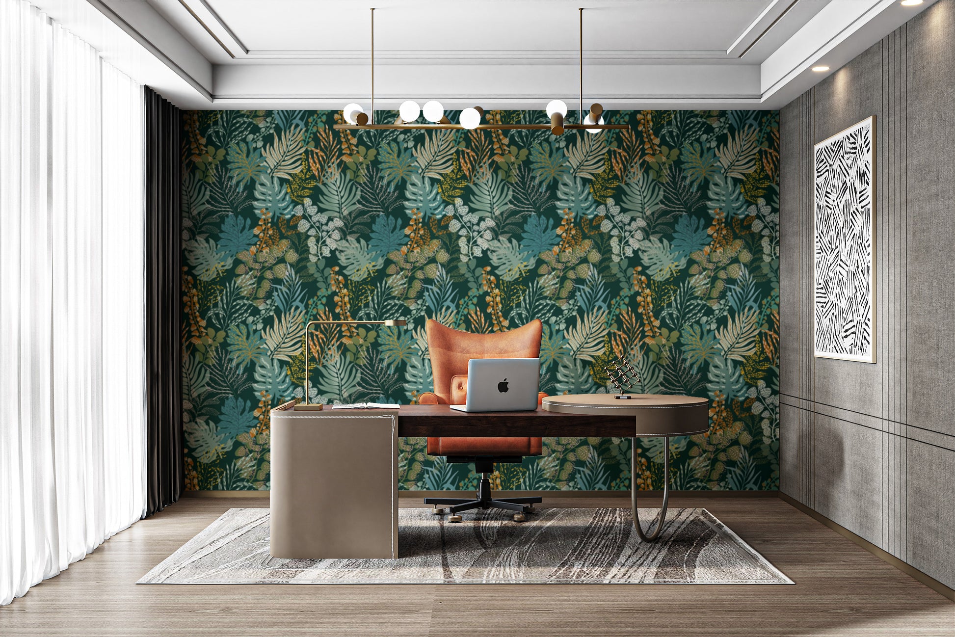 Chic whispering foliage wallpaper for renters